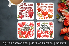 Valentine's Day square coaster sublimation, coasters design Product Image 1