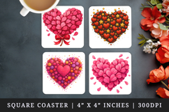 Valentine's Day square coaster sublimation, coasters design Product Image 1