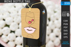 Valentine's Day Wine Bottle Tag Laser Cut | Hanging Tags SVG Product Image 1