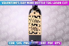Valentine&#039;s Day Wine Bottle Tag Laser Cut | Wine Quotes SVG Product Image 1