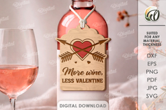 Valentine's Day Wine Bottle Tag Laser Cut. Wine Tag SVG Product Image 1
