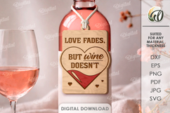 Valentine's Day Wine Bottle Tag Laser Cut. Wine Tag SVG Product Image 1
