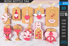 Valentine&#039;s Day Wine Bottle Hanging Tags Laser Cut Bundle Product Image 1