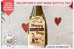 Valentine&#039;s Day Wine Bottle Tag Laser Cut. Wine Decor SVG Product Image 1