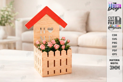 Valentine's Day Planter Holder Laser Cut | Flower Box SVG Product Image 1