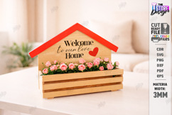 Valentine's Day Planter Holder Laser Cut | Flower Box SVG Product Image 1