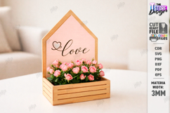 Valentine's Day Planter Holder Laser Cut | Flower Box SVG Product Image 1
