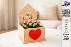 Valentine's Day Planter Holder Laser Cut | Flower Box SVG Product Image 1