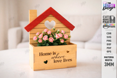 Valentine's Day Planter Holder Laser Cut | Flower Box SVG Product Image 1