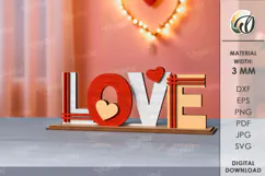 Valentine’s Day Word Stand Laser Cut. Stand Decor SVG Product Image 1