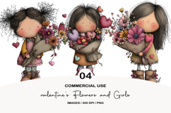 Valentine&#039;s Flowers and Girls Png Product Image 1