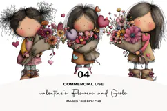 Valentine's Flowers and Girls Png Product Image 1