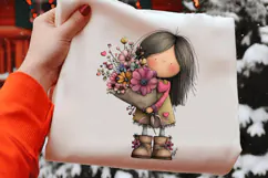 Valentine's Flowers and Girls Png Product Image 2
