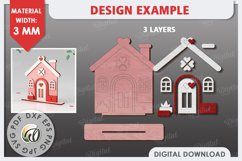 Valentine&#039;s Layered Houses Laser Cut Bundle. 3D Houses SVG Product Image 4