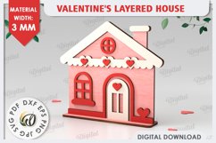 Valentine&#039;s Layered House LaserCut. 3D Valentine&#039;s House SVG Product Image 1