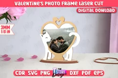 Valentine's Day Photo Frame Laser Cut, Heart Photo Frame SVG Product Image 1