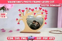 Valentine's Day Photo Frame Laser Cut, Heart Photo Frame SVG Product Image 1