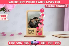 Valentine's Day Photo Frame Laser Cut, Heart Photo Frame SVG Product Image 1