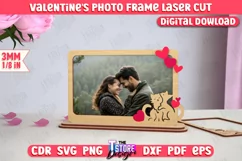 Valentine's Day Photo Frame Laser Cut, Heart Photo Frame SVG Product Image 1