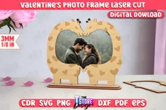 Valentine's Day Photo Frame Laser Cut, Heart Photo Frame SVG Product Image 1