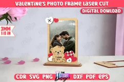 Valentine's Day Photo Frame Laser Cut, Heart Photo Frame SVG Product Image 1