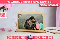 Valentine's Day Photo Frame Laser Cut, Heart Photo Frame SVG Product Image 1