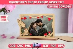 Valentine's Day Photo Frame Laser Cut, Heart Photo Frame SVG Product Image 1