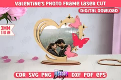 Valentine's Day Photo Frame Laser Cut, Heart Photo Frame SVG Product Image 1