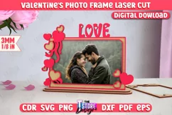 Valentine's Day Photo Frame Laser Cut, Heart Photo Frame SVG Product Image 1