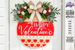Valentine’s Round Door Hanger Laser Cut | Layered Door Sign Product Image 1