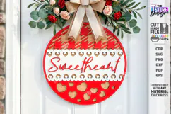 Valentine’s Round Door Hanger Laser Cut | Layered Door Sign Product Image 1