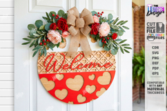 Valentine’s Round Door Hanger Laser Cut | Layered Door Sign Product Image 1