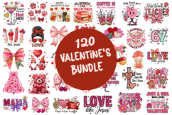 Valentine’s Sublimation Bundle | 120 Cute Love Quote Design Product Image 1