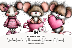 Valentine&#039;s Whimsical Mouse Clipart Product Image 1