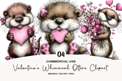 Valentine&#039;s Whimsical Otters Clipart Product Image 1