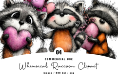 Valentine's Whimsical Raccoon Clipart Product Image 1
