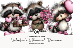 Valentine&#039;s Whimsical Raccoon Clipart Product Image 1