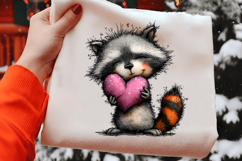 Valentine's Whimsical Raccoon Clipart Product Image 2