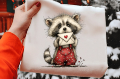 Valentine's Whimsical Raccoon Clipart Product Image 2