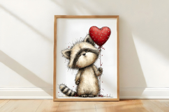 Valentine's Whimsical Raccoon Clipart Product Image 3