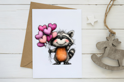Valentine's Whimsical Raccoon Clipart Product Image 3