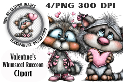 Valentine's Whimsical Raccoon Clipart PNG Product Image 1