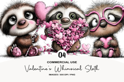 Valentine&#039;s Whimsical Sloth Clipart Product Image 1
