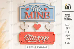 Valentine's Day Door Hanger Laser Cut. Valentine Decor SVG Product Image 1