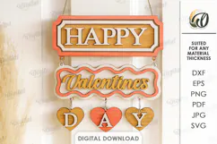 Valentine's Day Door Hanger Laser Cut. Valentine Decor SVG Product Image 1