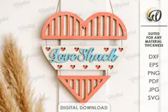 Valentine's Day Door Hanger Laser Cut. Valentine Decor SVG Product Image 1