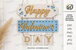 Valentine's Day Door Hanger Laser Cut. Valentine Decor SVG Product Image 1