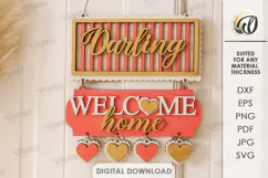 Valentine's Day Door Hanger Laser Cut. Valentine Decor SVG Product Image 1