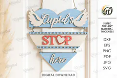 Valentine's Day Door Hanger Laser Cut. Valentine Decor SVG Product Image 1