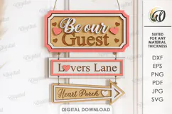 Valentine's Day Door Hanger Laser Cut. Valentine Decor SVG Product Image 1